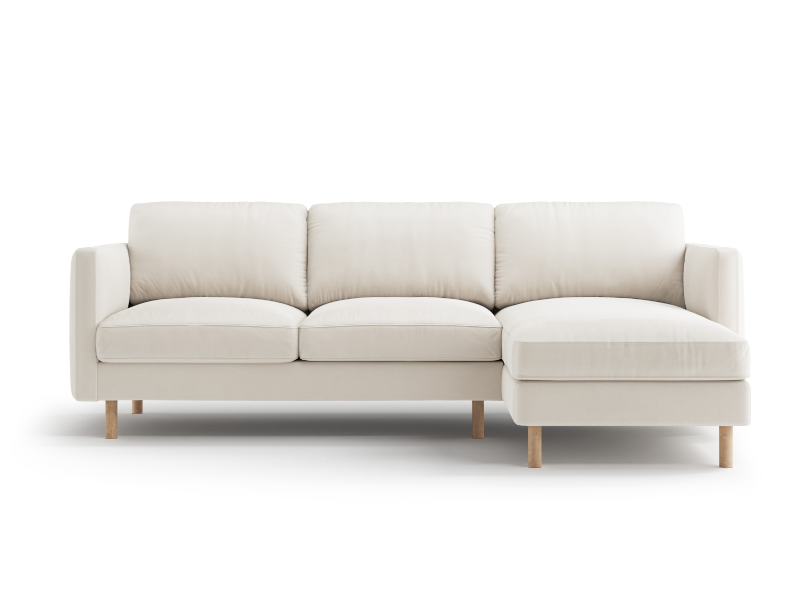 Micadoni Ecksofa Eden Groß 3-Sitzer Rechts Samt Beige