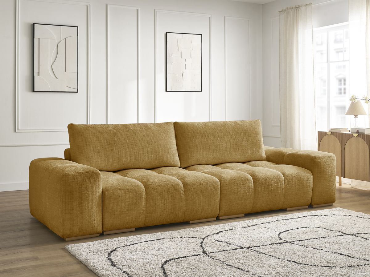 Bobochic Anakin Sofa 3-Sitzer, 2 Kissen Strukturstoff Gelb