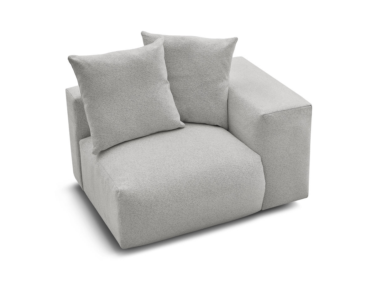 Bobochic Voltaire Sofamodul 1-Sitzer 130 × 100 cm Melange-Stoff Hellgrau Ecke rechts
