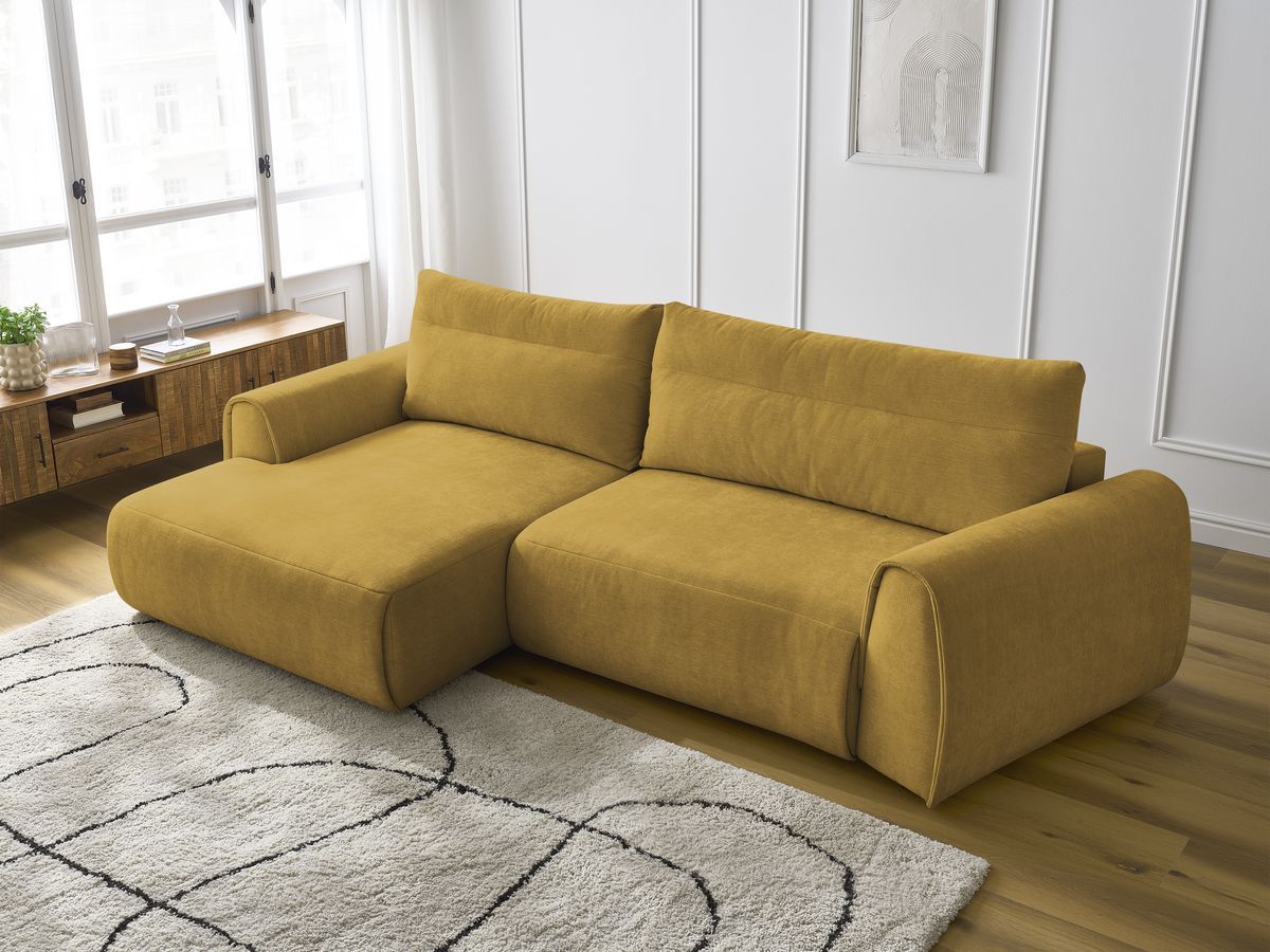 Bobochic Aden Ecksofa 293 × 152 cm Stoff Gelb Ecke links