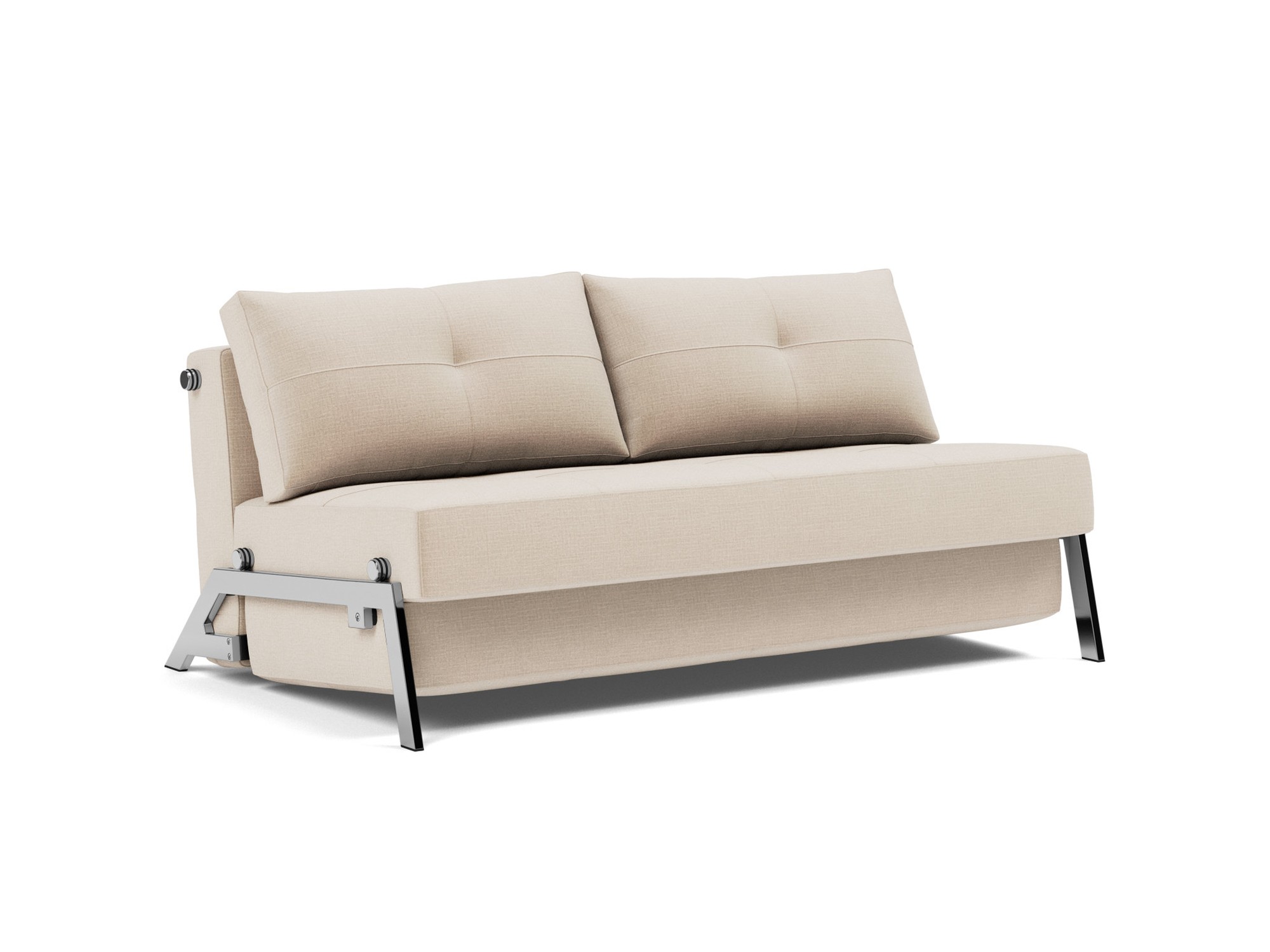 Schlafsofa Cubed 160 Chenille Esina 410-Almond-Beige Beine Chrom