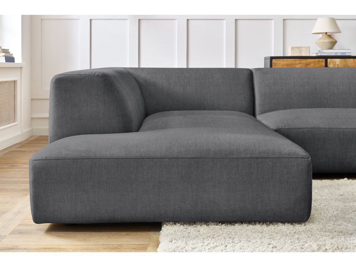Bobochic Lavena Wohnlandschaft 399 × 220 cm Samt Dunkelgrau Ecke rechts