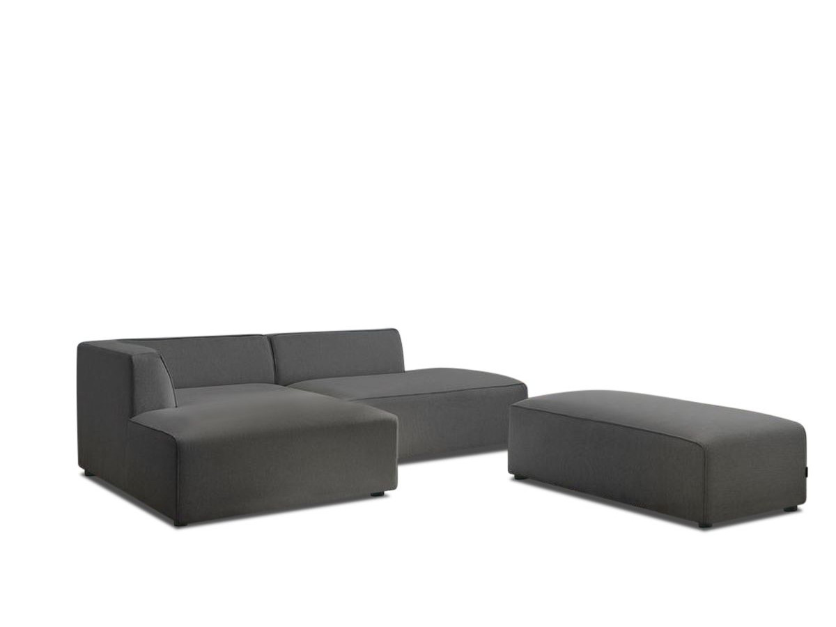 Bobochic Megeve Ecksofa mit Schlaffunktion und Pouf Melange-Stoff Dunkelgrau Ecke links