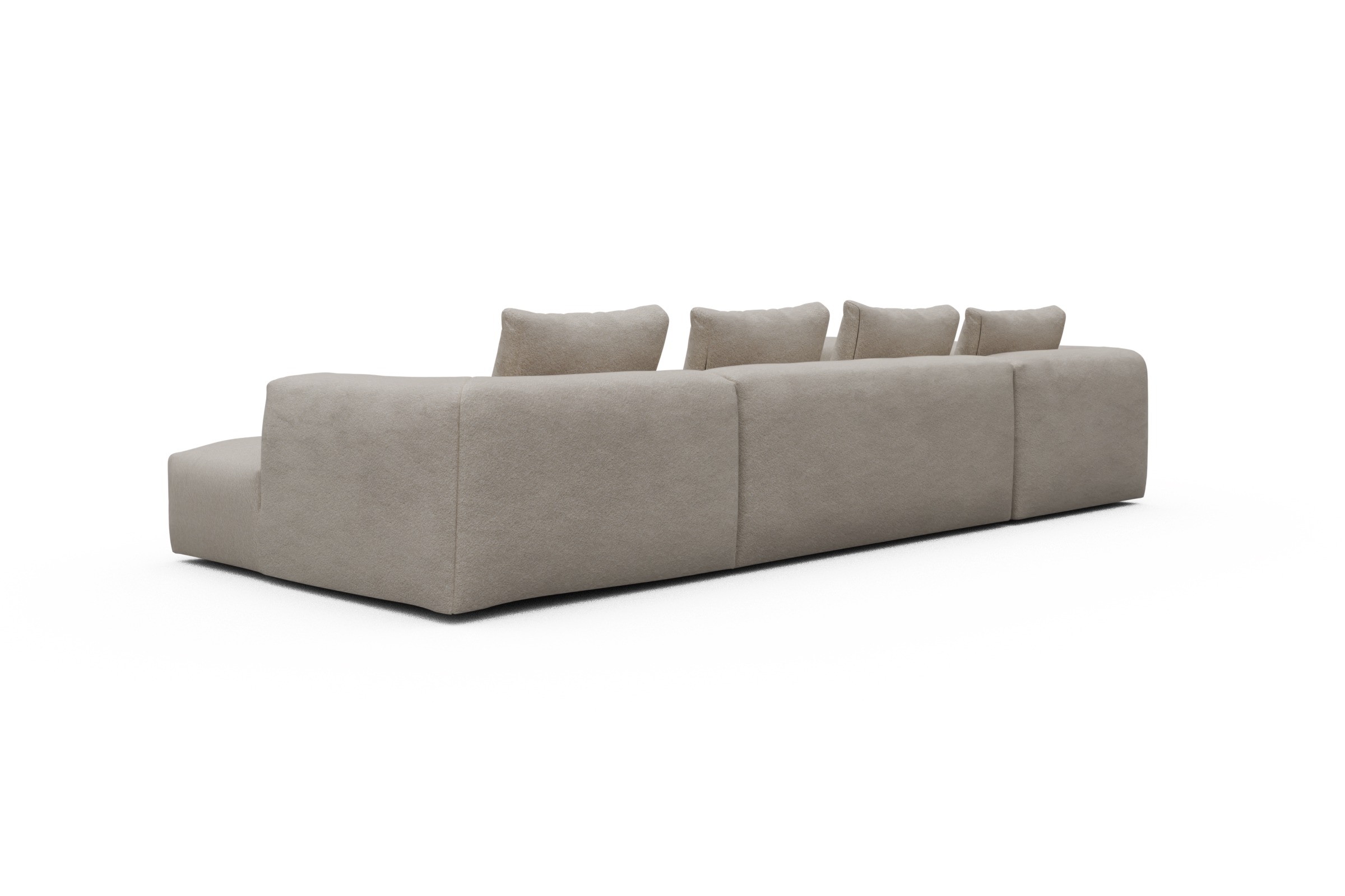 Wohnlandschaft Fred Chaiselongue rechts mit 2-Sitzer und lange Armlehne links Aivi-Lace-Beige