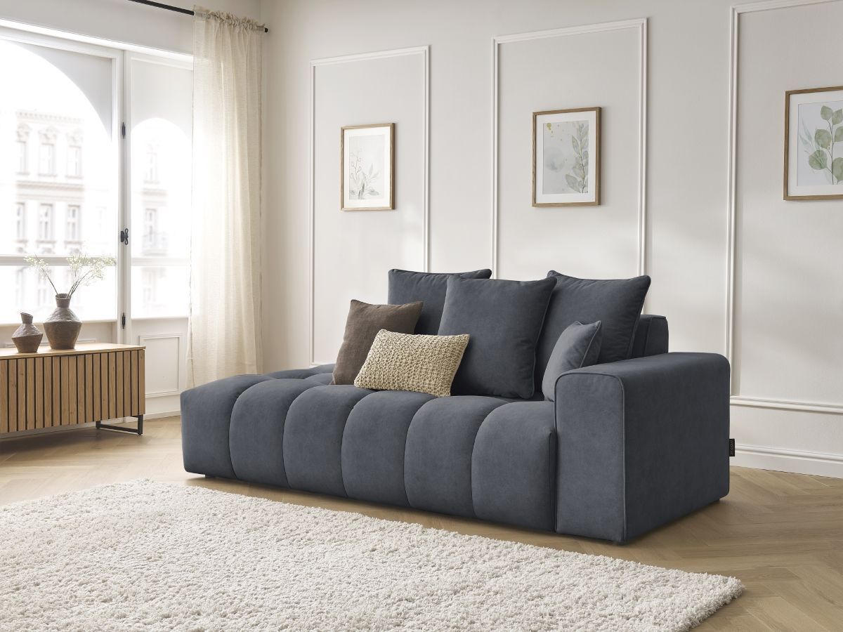 Bobochic Mont-blanc Sofa 4-Sitzer Samt Dunkelgrau Armlehne rechts