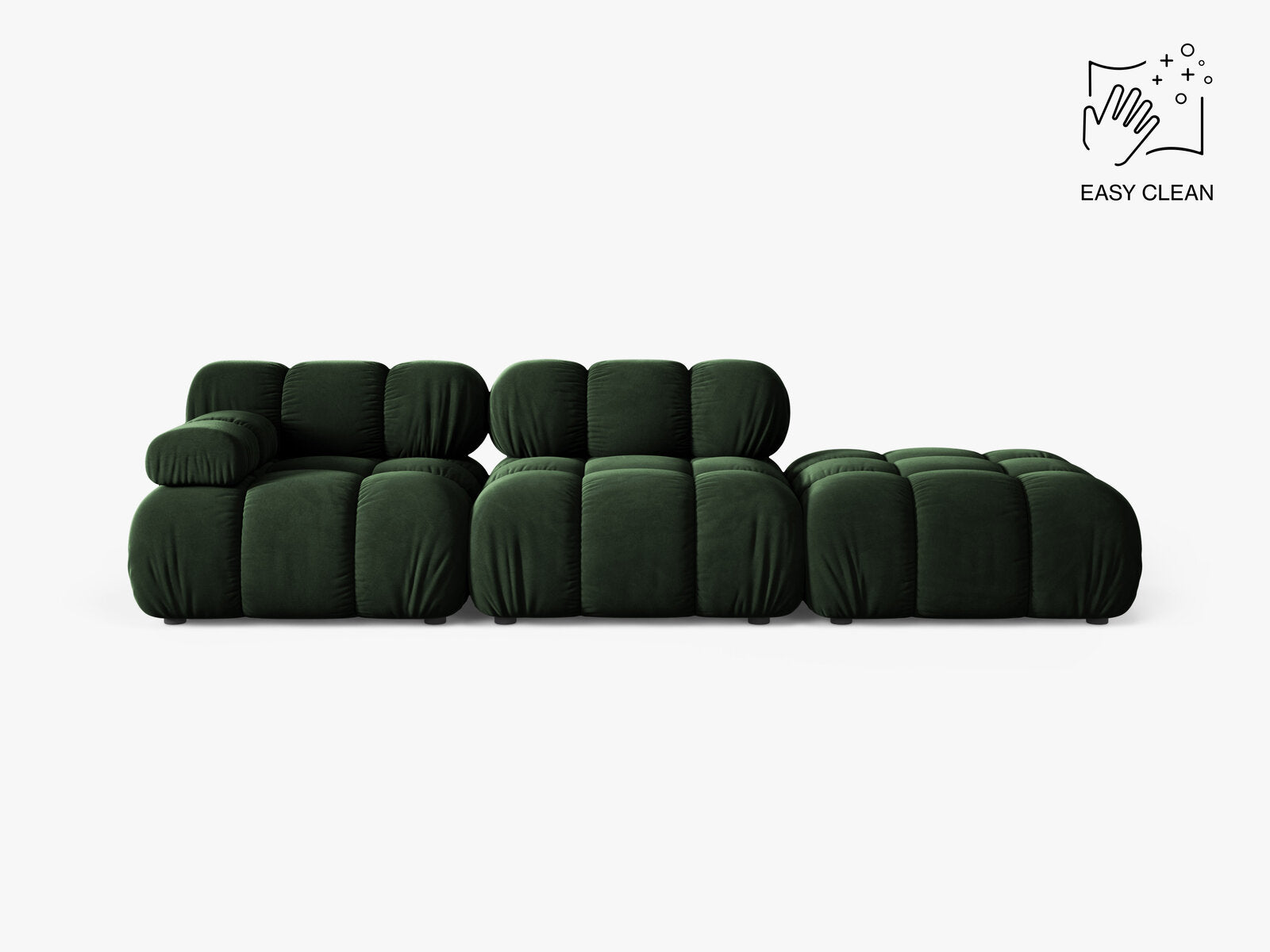 Micadoni Modulares Sofa Bellis 4-Sitzer Rechts Samt Venus Flaschengrün