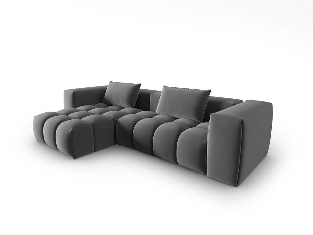 Cosmopolitan Design Ecksofa Verona 3-Sitzer Samt Casino Anthrazit Links