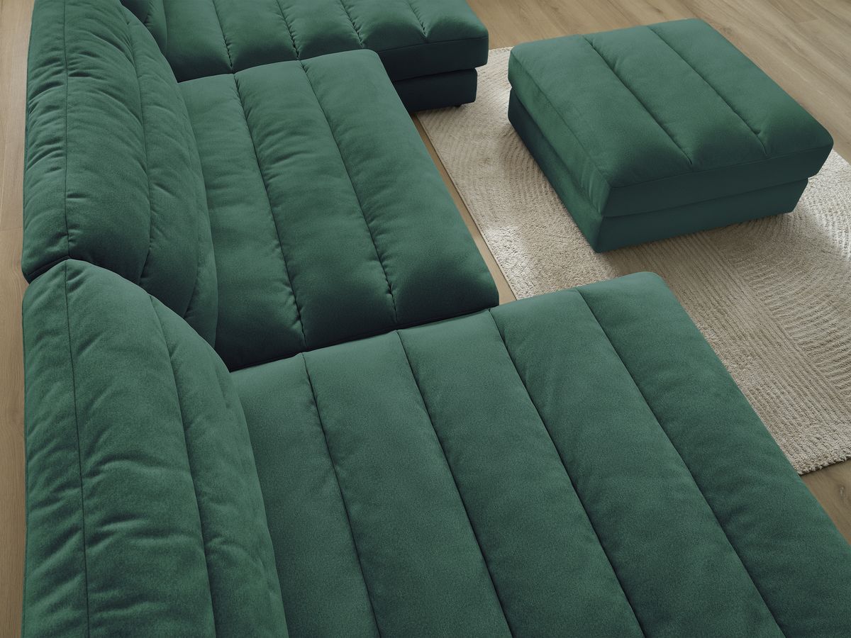 Bobochic Sierra Wohnlandschaft mit Pouf Samt Dunkelgrün