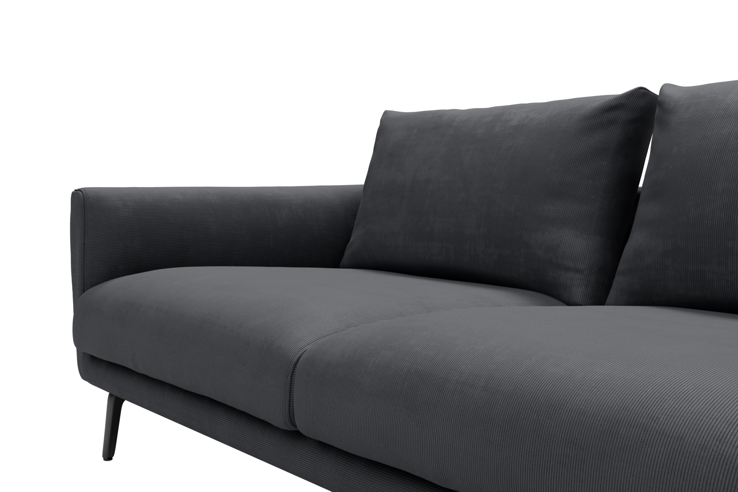 Ecksofa Karl Chaiselongue rechts mit 2,5-Sitzer Cordufine-Slate-Grey