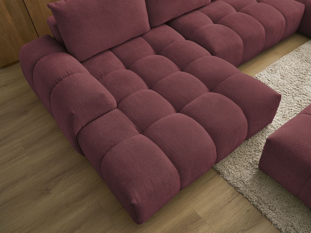 Bobochic Everest Wohnlandschaft mit Pouf, 6 Kissen Melange-Stoff Rot Ecke links