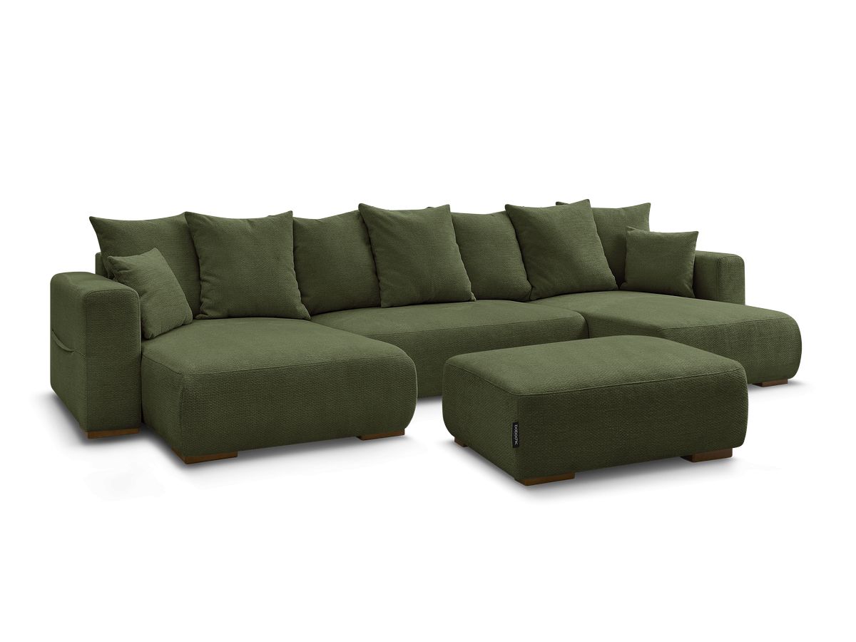 Bobochic Sidonie Wohnlandschaft mit Pouf Melange-Stoff Grün