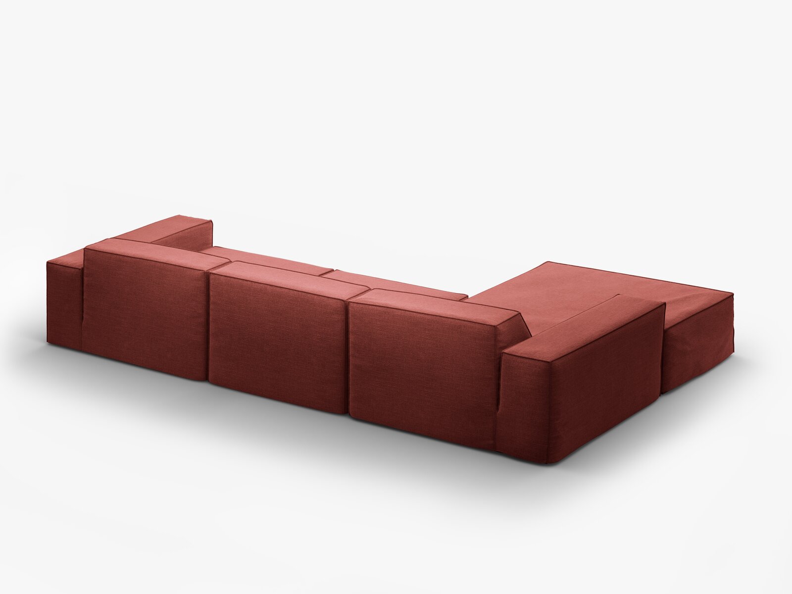 Micadoni Ecksofa Jodie 4-Sitzer Links Strukturierter Stoff Lins Kirschholz