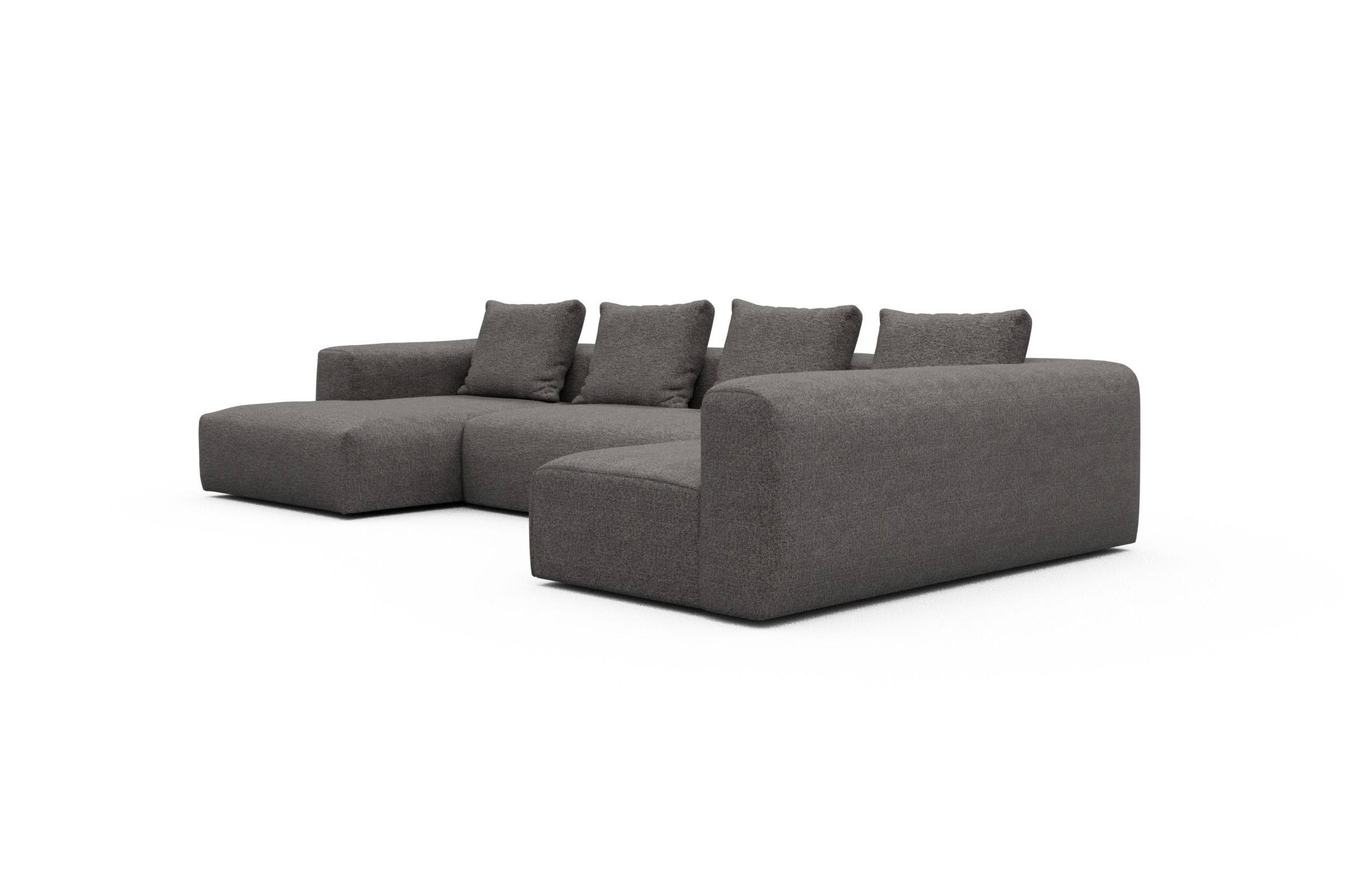 Wohnlandschaft Fred Chaiselongue links mit 2-Sitzer und lange Armlehne rechts Carreno-Salt-and-Pepper