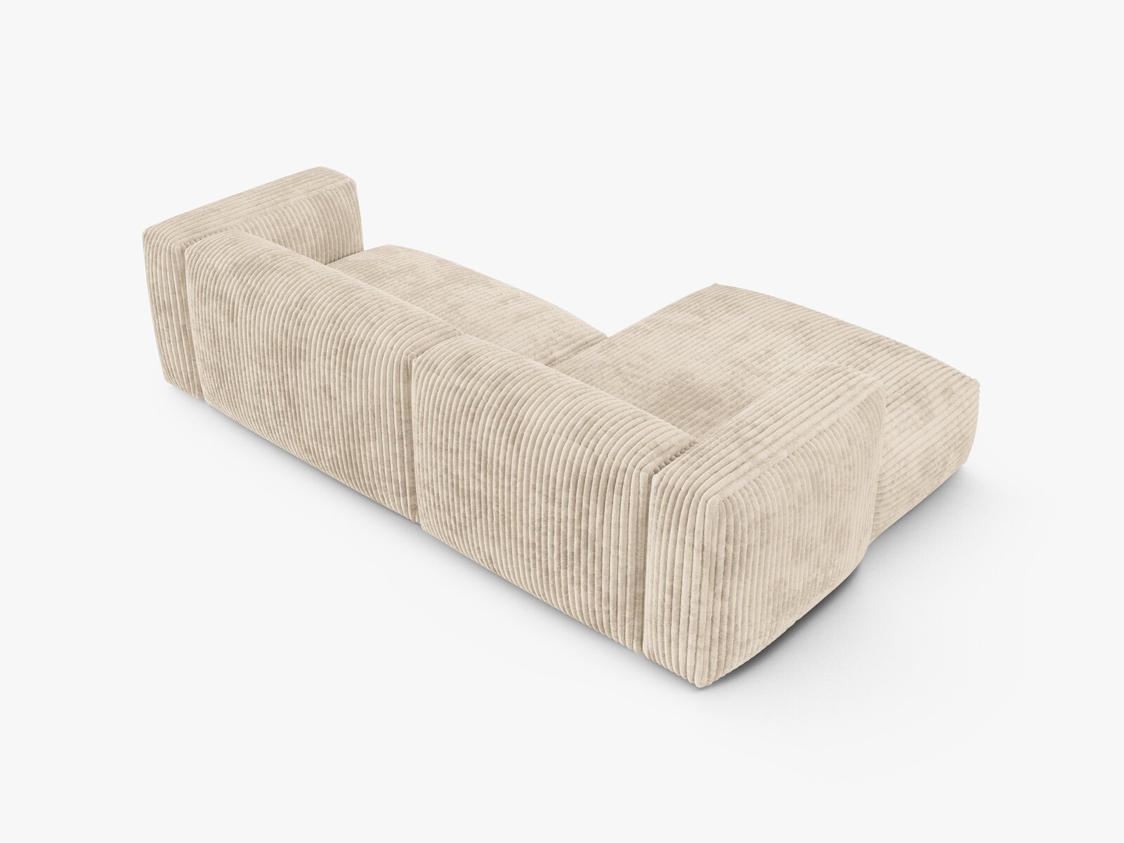 Micadoni Ecksofa Martina 2-Sitzer 90cm Sitztiefe Links Kord Tilia Helles Beige
