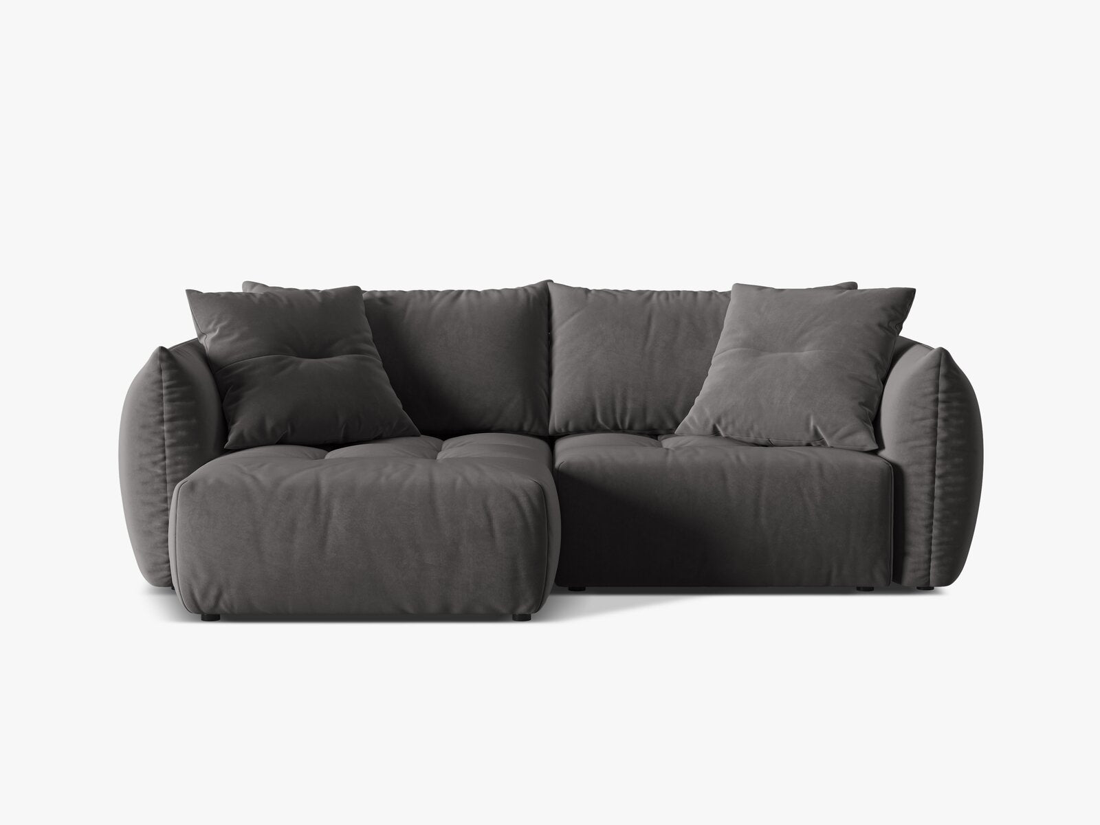 Micadoni Bloom Ecksofa 3-Sitzer mit Schlaffunktion Links Samt Casino Dunkelgrau