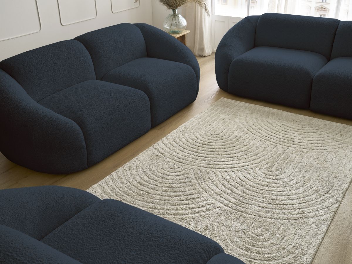 Bobochic Tina Sofa 6-Sitzer Bouclé-Stoff Dunkelblau