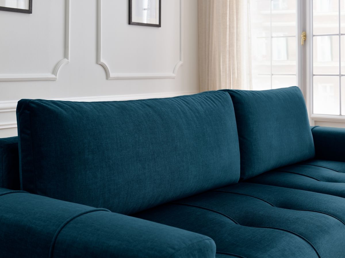 Bobochic Arsene Ecksofa mit Schlaffunktion und Bettkasten 288 × 148 cm Samt Blau