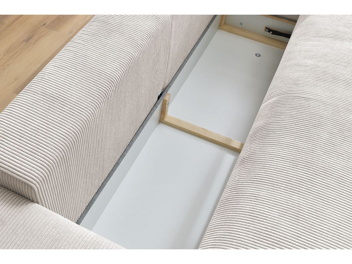 Bobochic Voltaire Schlafsofa 3-Sitzer mit Bettkasten Cordsamt Beige