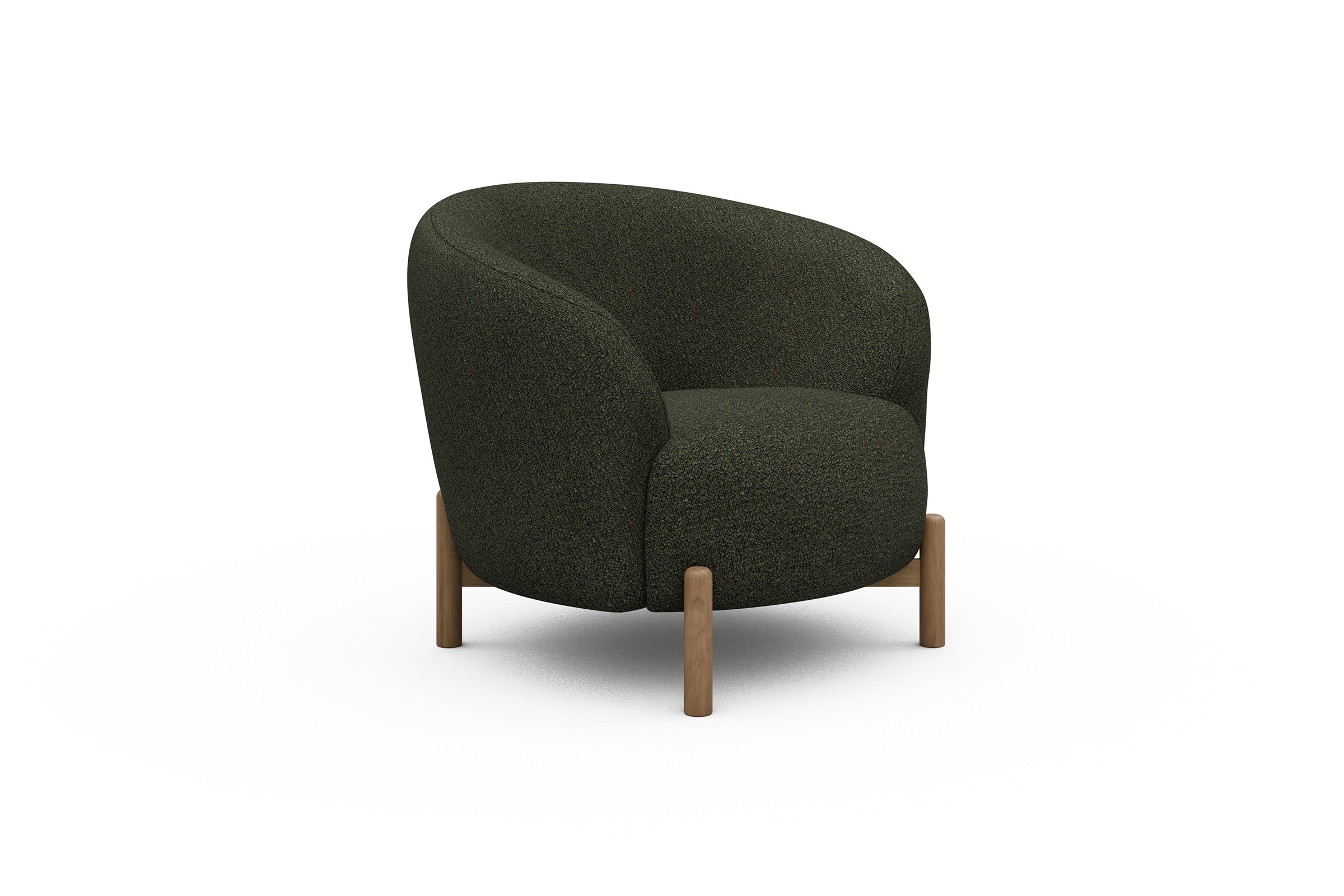 Sessel Ronda Holzbeine Eiche Natur Boucle-Forest-Green