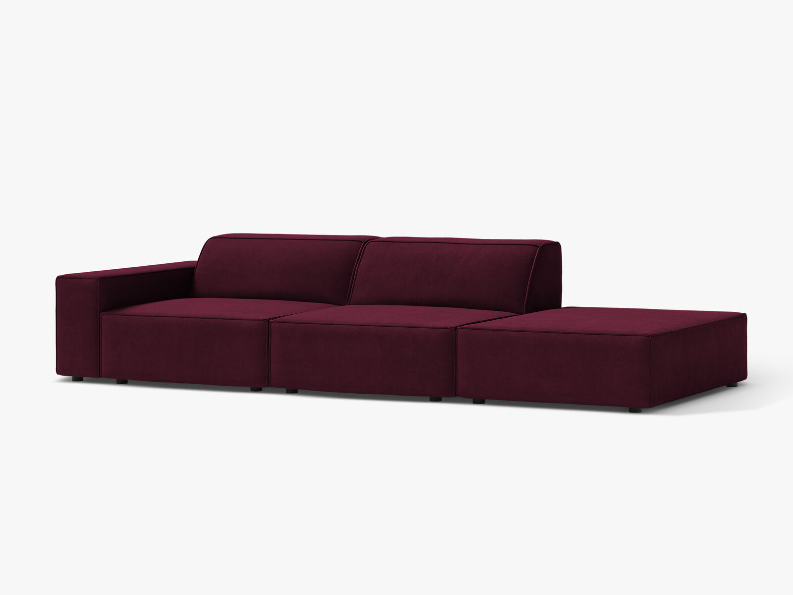 Micadoni Sofa Jodie 3-Sitzer Rechts Samt Venus Burgunder