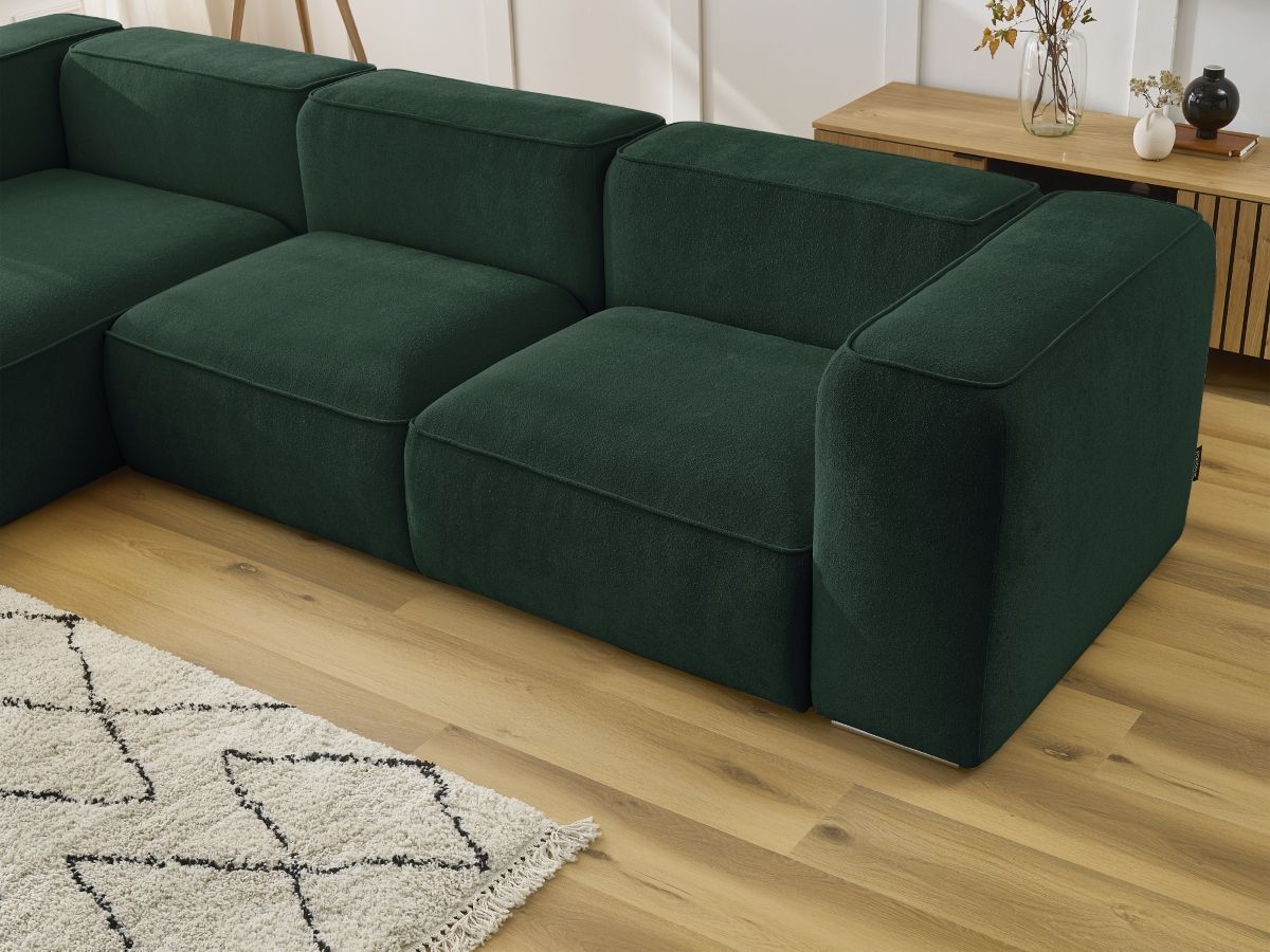 Bobochic Zephyr Ecksofa 349 × 165 cm Strukturstoff Grün Ecke links
