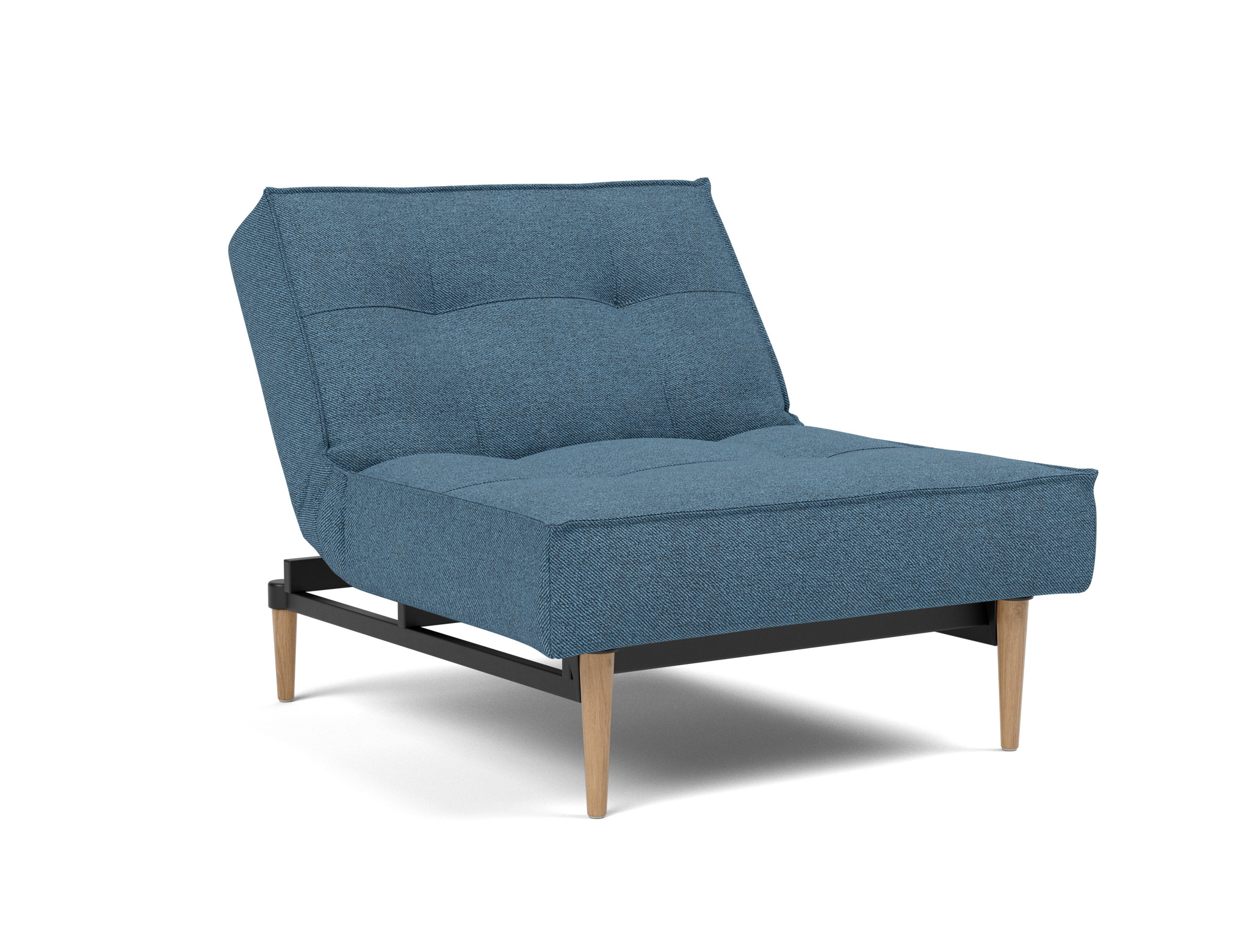 Sessel Splitback Strukturierter Stoff Weda 302-Weda-Blue Beine Styletto Eiche hell