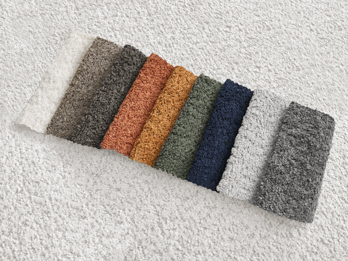 Bobochic Azra Ecksofa 262 × 178 cm Bouclé-Stoff Weiß Ecke rechts