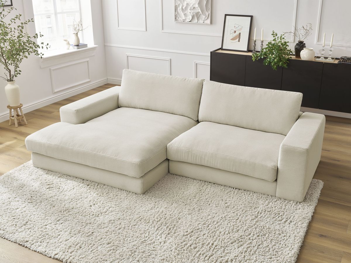 Bobochic Leonard Ecksofa 234 × 159 cm Cordsamt Beige Ecke links