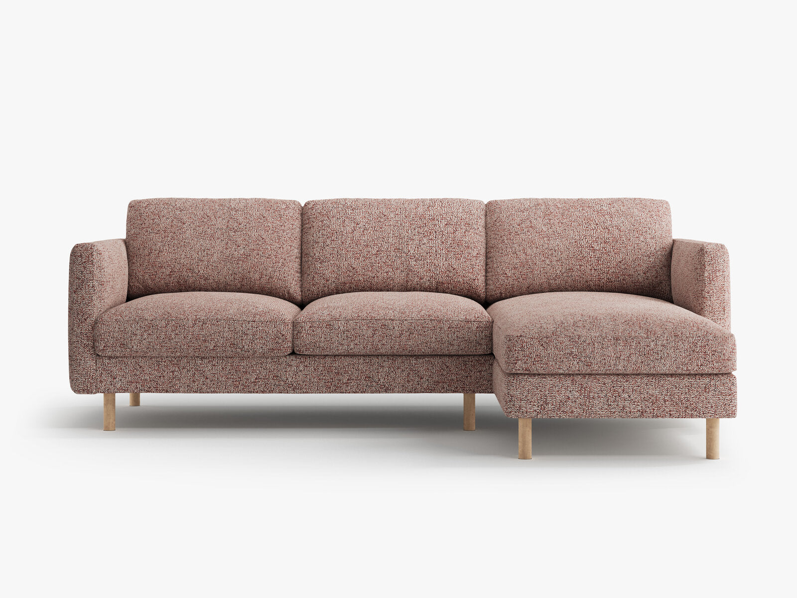 Micadoni Ecksofa Eden Groß 3-Sitzer Rechts Strukturierter Stoff Rosa Melange