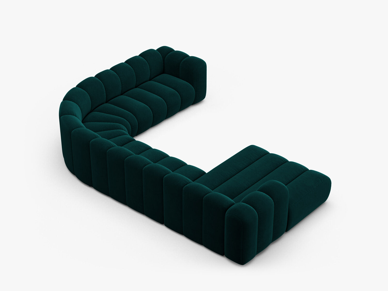 Micadoni Modulares Panorama Ecksofa Lupine 6-Sitzer Rechts Samt Venus Dunkel Petrol