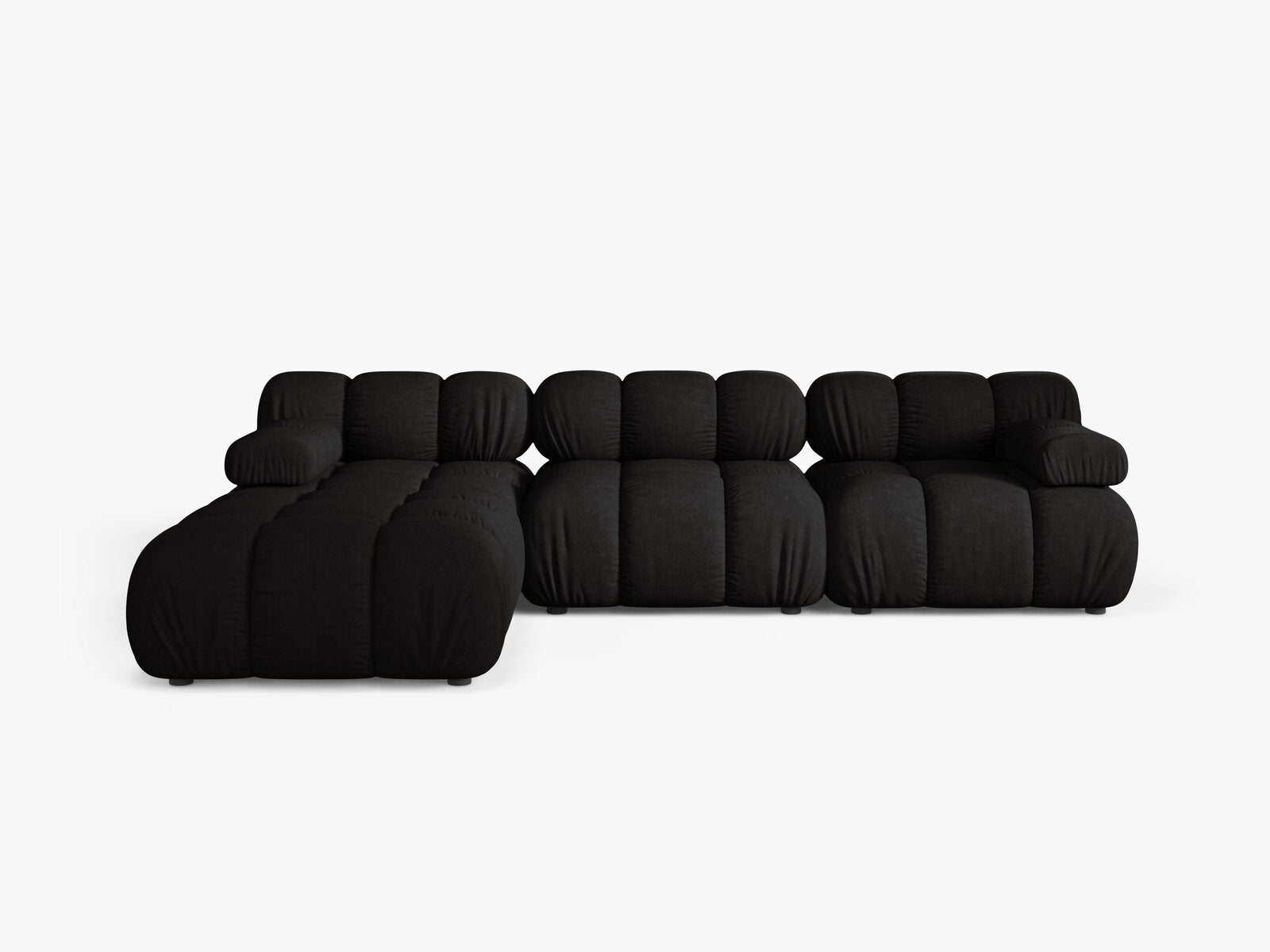 Micadoni Modulares Sofa Bellis 4-Sitzer mit flachem Modul Strukturierter Stoff Liberty Schwarz