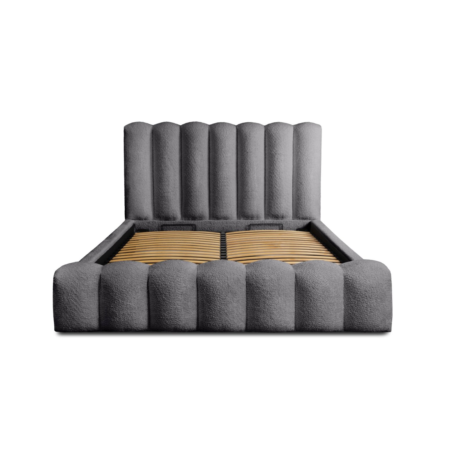 Polsterbett Laro Boucle 180x200 mit Metallrahmen Euphoria 19 Pewter