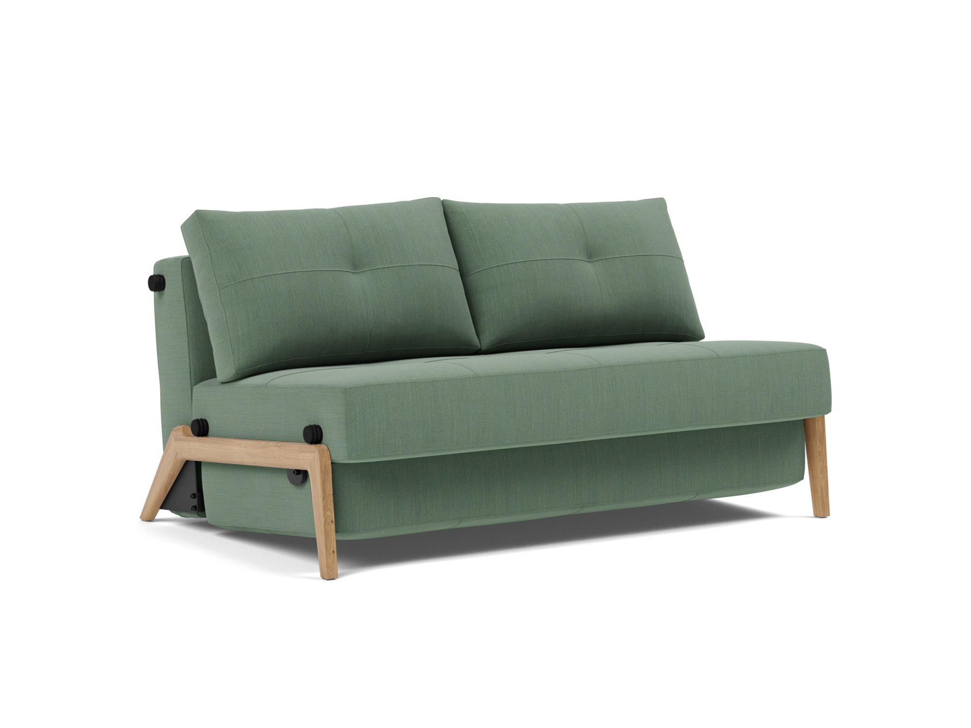 Schlafsofa Cubed 140 Flachgewebe Elegance 518-Green Beine Eiche