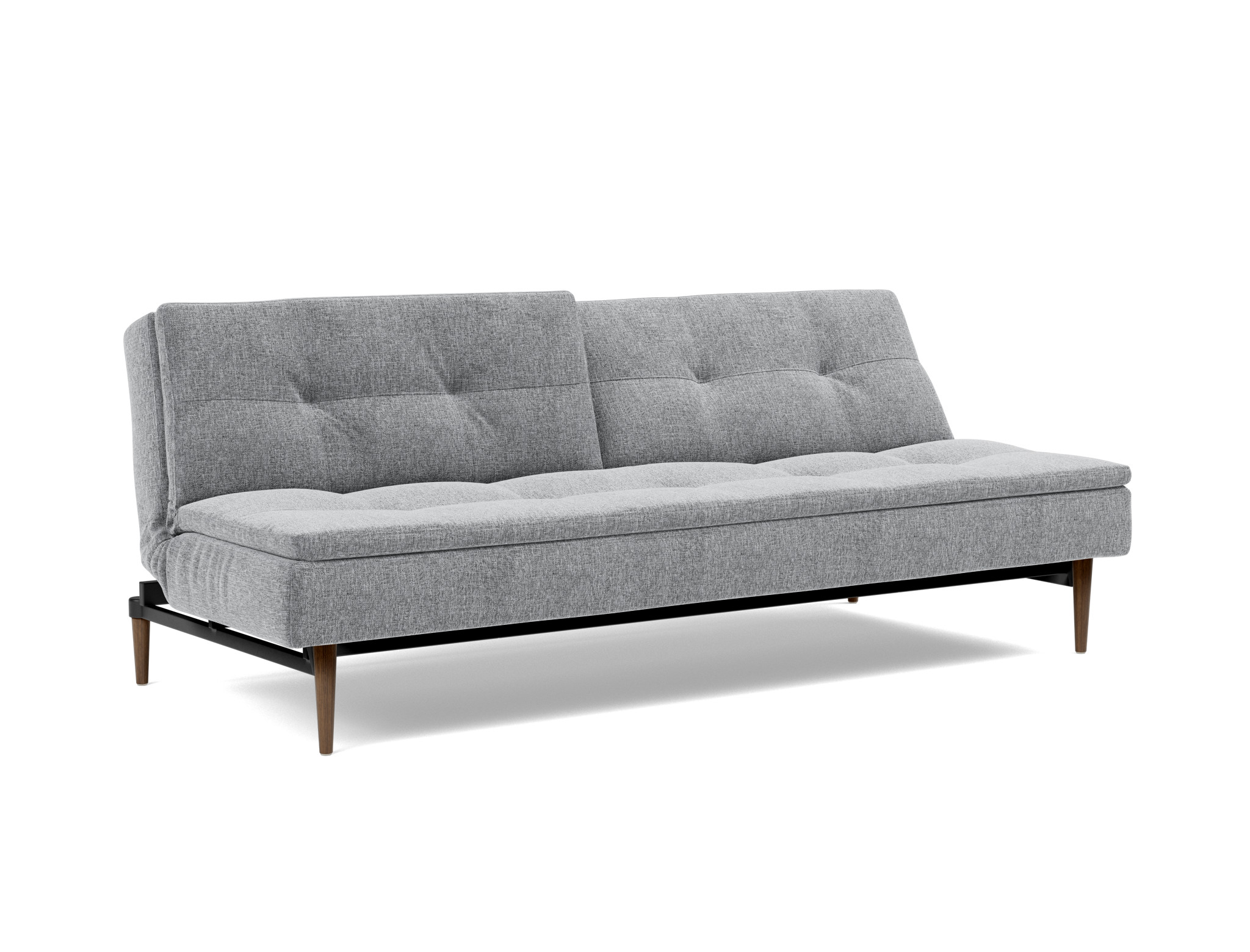 Schlafsofa Dublexo Strukturierter Stoff Twist 565-Granite Beine Styletto Eiche dunkel