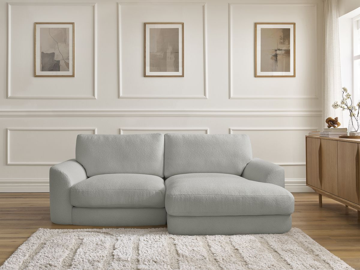 Bobochic Leonore Ecksofa Bouclé-Stoff Hellgrau Ecke rechts