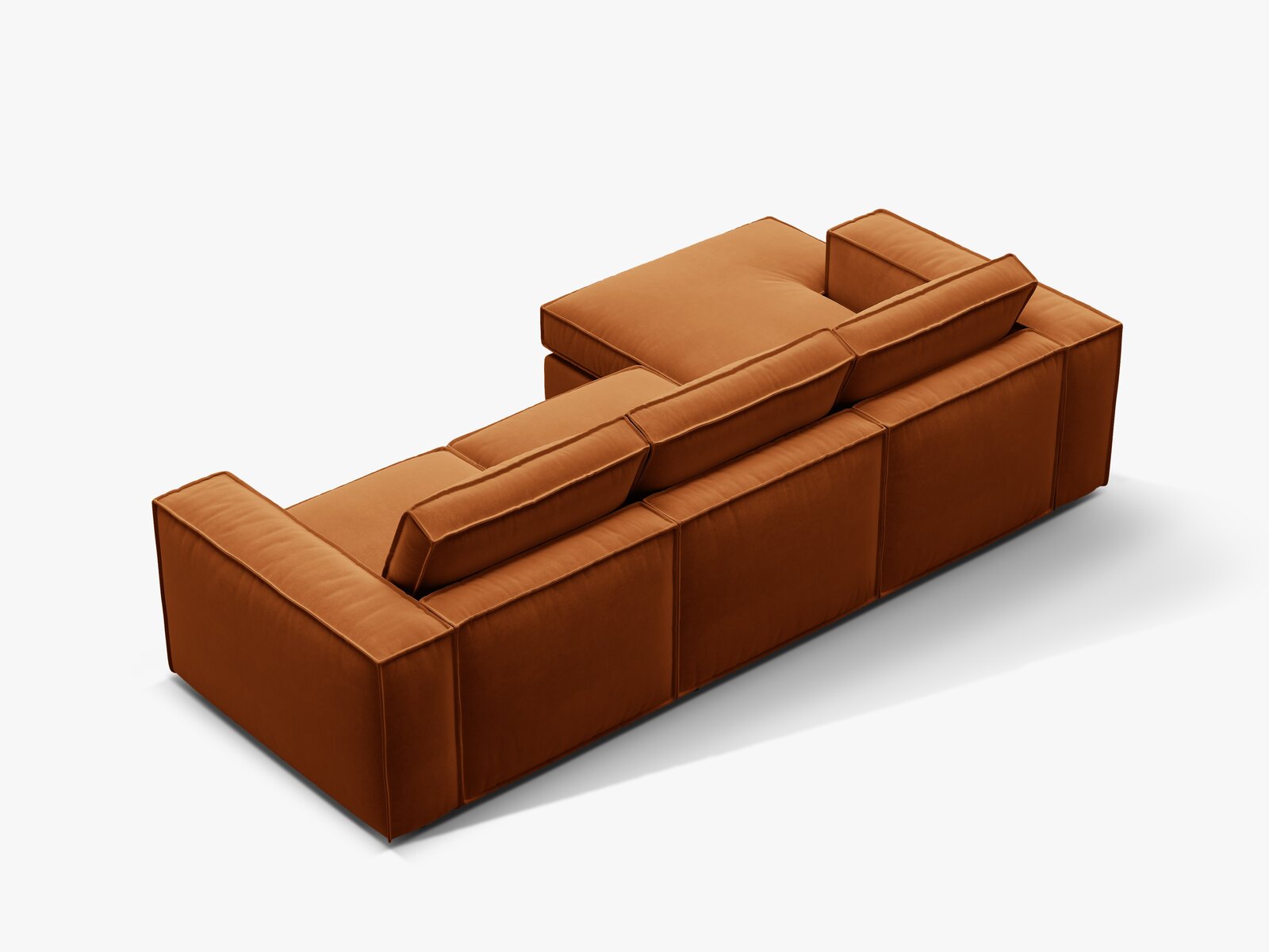 Micadoni modulares Ecksofa Pola 3-Sitzer Links Samt Salvador Terrakotta