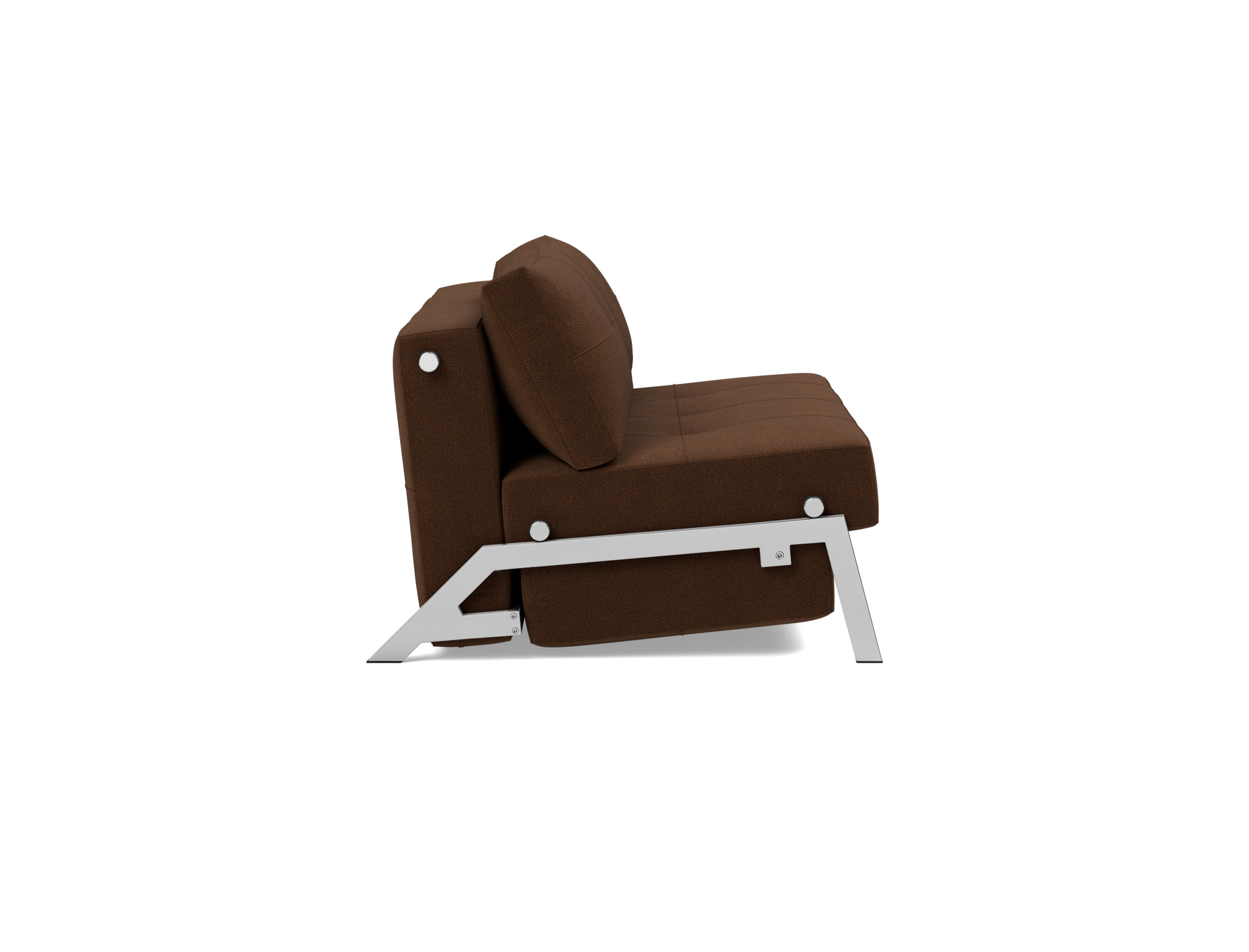Schlafsofa Cubed 140 Strukturierter Stoff Taura 359-Cappuccino Beine Chrom