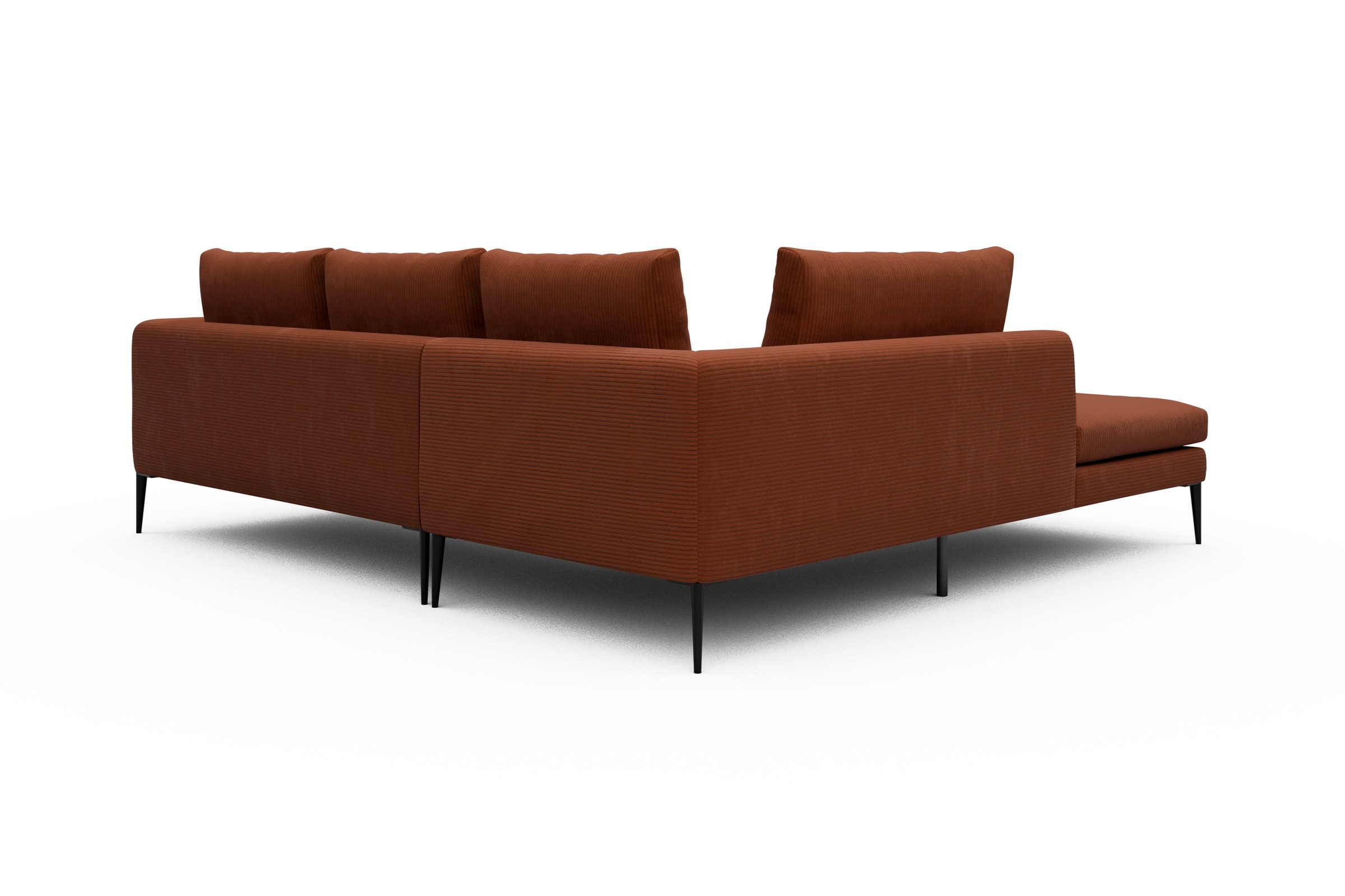 Ecksofa Paul Relax-Ecke links mit 2-Sitzer Corduroy-Burnt-Orange