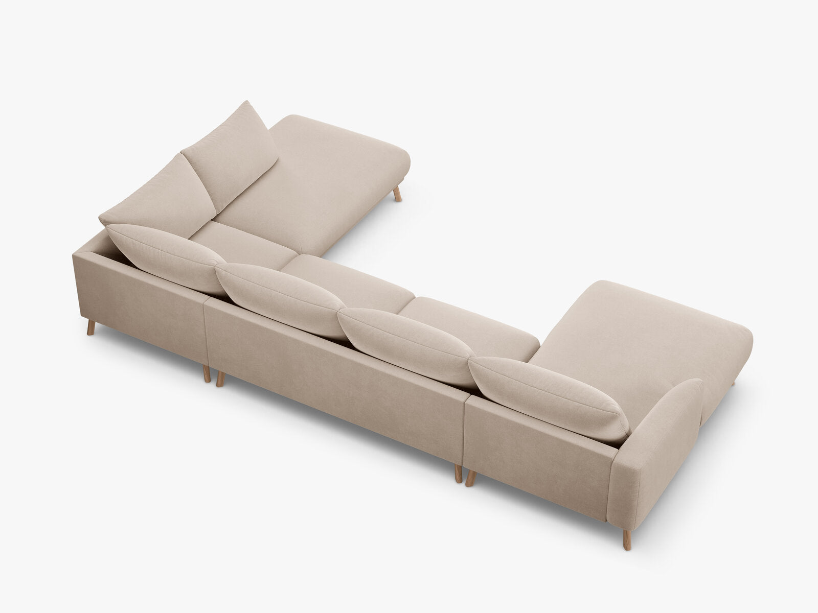 Micadoni Panorama Ecksofa Naomi 6-Sitzer Rechts Samt Salvador Beige