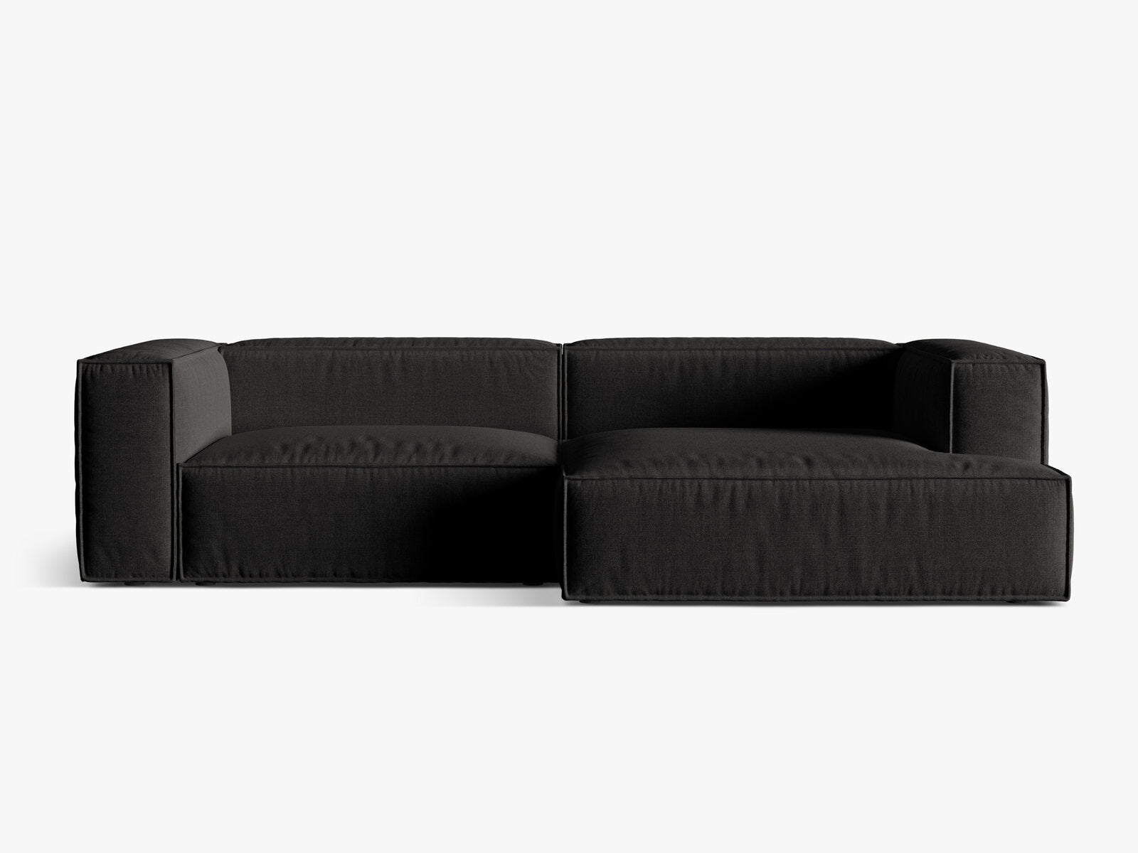 Micadoni Ecksofa Nuria 4-Sitzer Rechts Strukturierter Stoff Schwarz