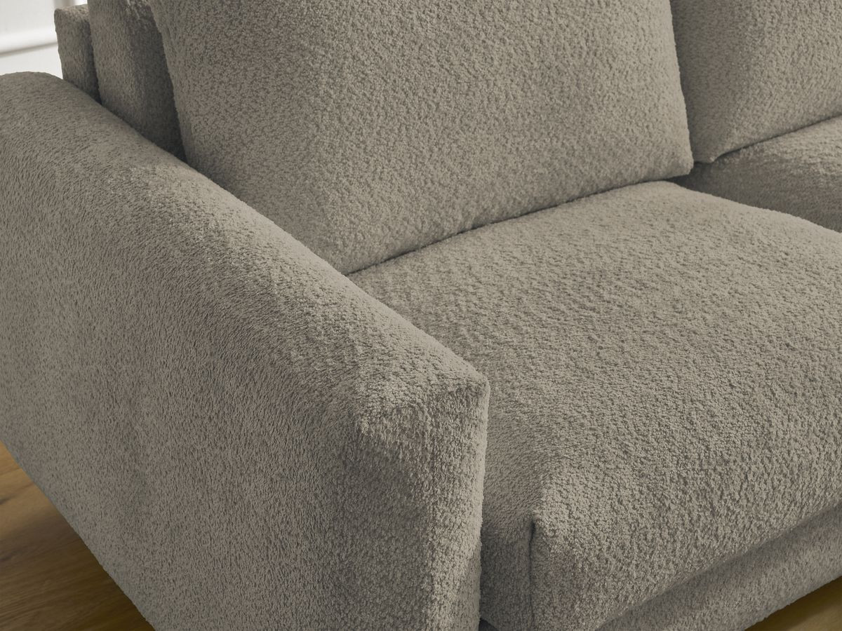 Bobochic Cocoone Ecksofa mit Schlaffunktion und Bettkasten Bouclé-Stoff Taupe, Liegefläche 140 × 200 cm