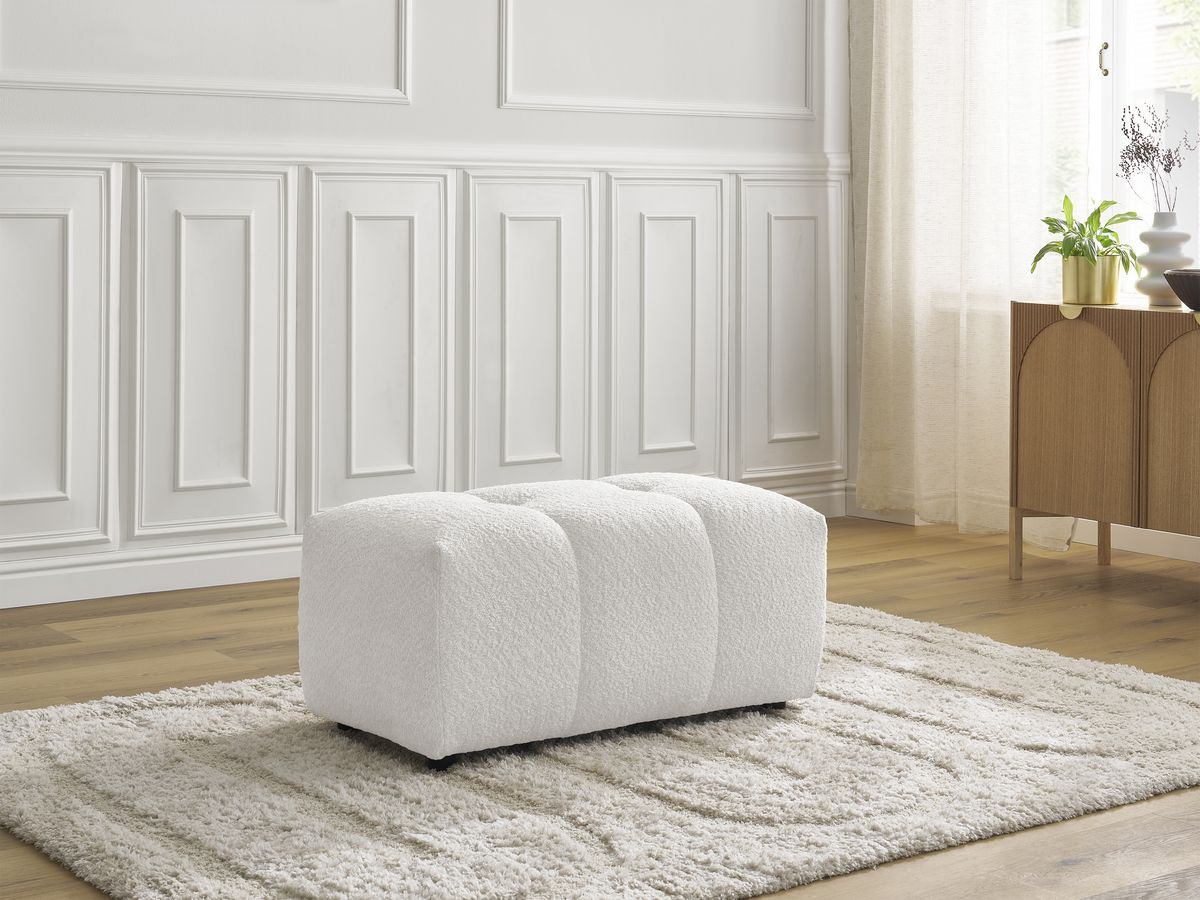 Bobochic Roxelane Pouf Bouclé-Stoff Weiß