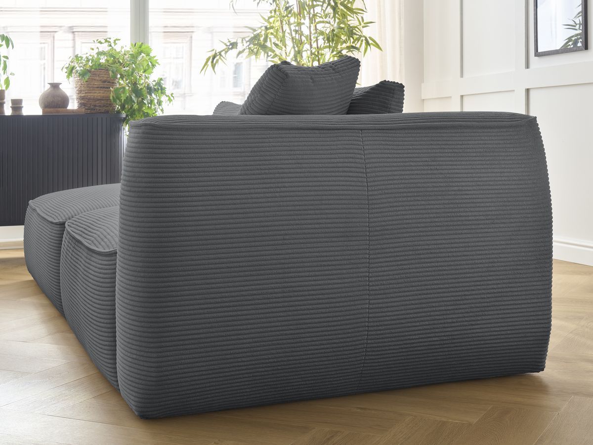 Bobochic Leopold Sofa 3-Sitzer Cordsamt Dunkelgrau Armlehne rechts