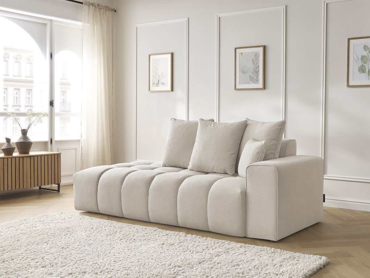 Bobochic Mont-blanc Sofa 4-Sitzer Melange-Stoff Beige Armlehne rechts