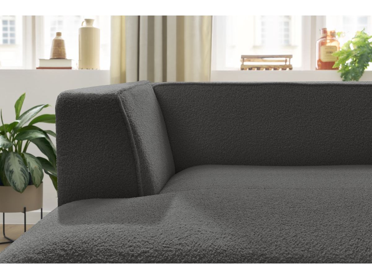 Bobochic Megeve Méridienne-Modul Bouclé-Stoff Dunkelgrau Ecke links