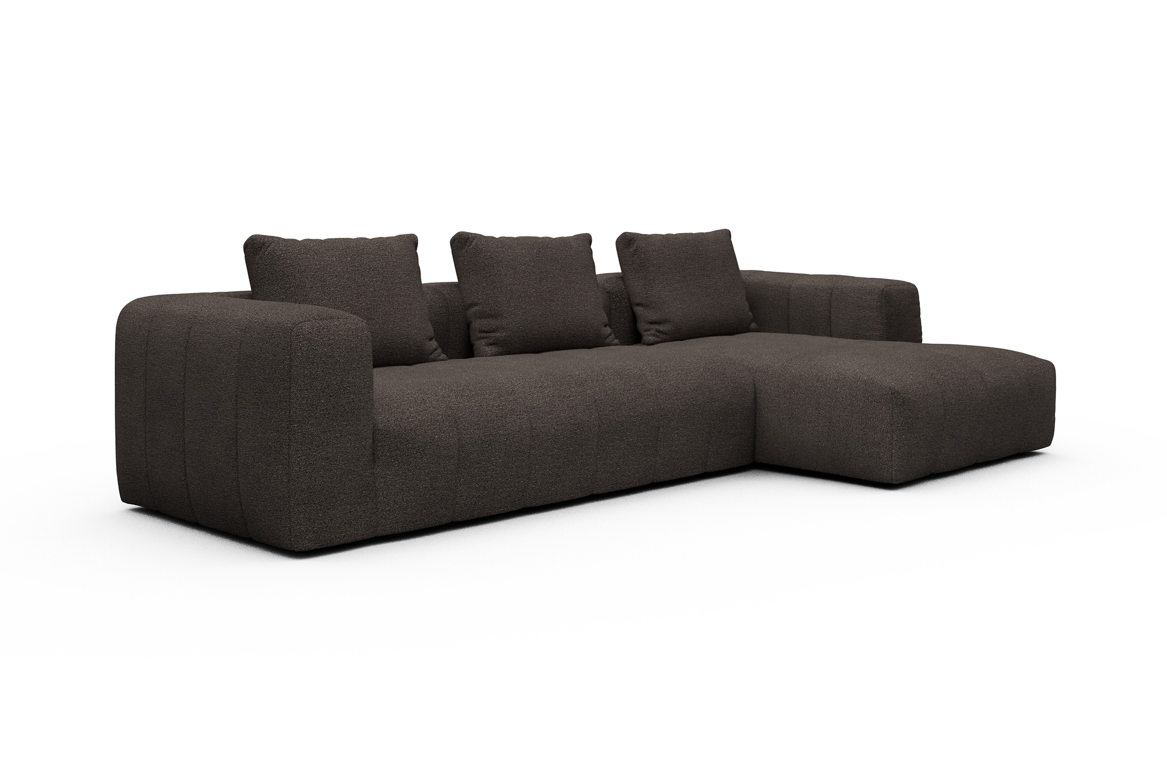 Ecksofa Hugo 2,5-Sitzer Armlehne links mit Chaiselongue Boucle-Taupe