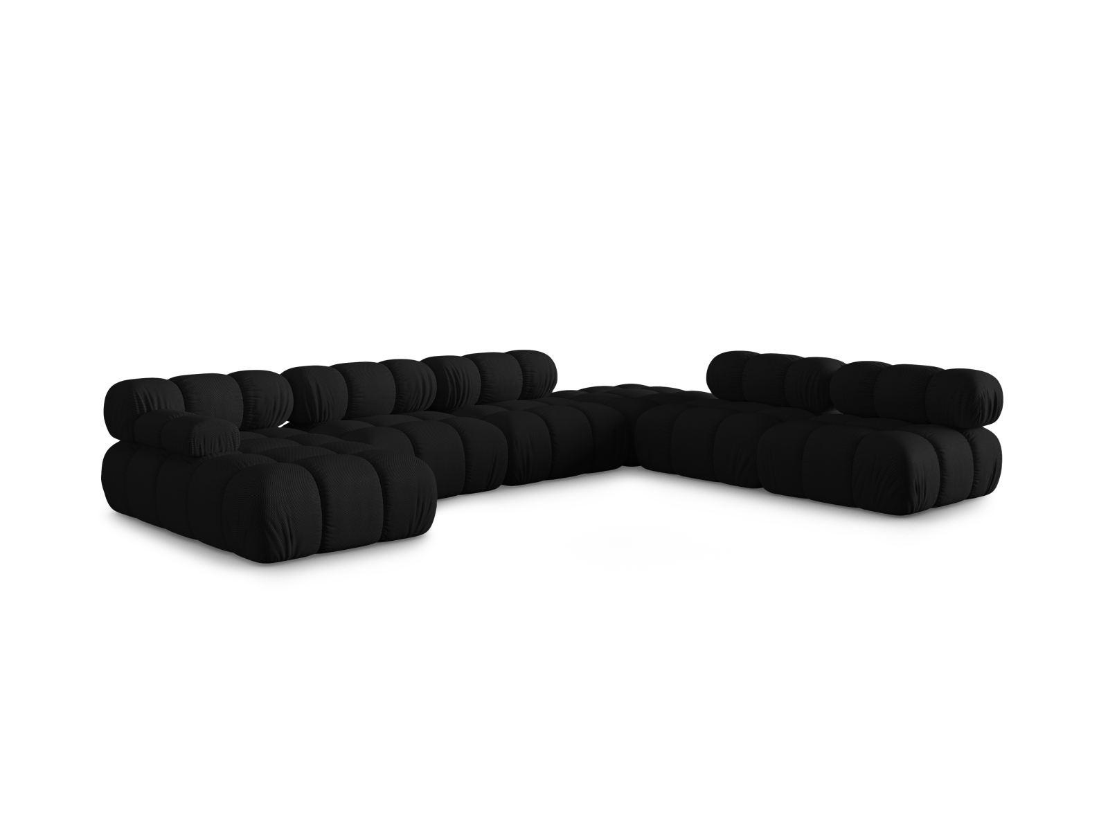 Micadoni Modulares Panorama Ecksofa Bellis 7-Sitzer Rechts 3D-Stoff Sonic Schwarz