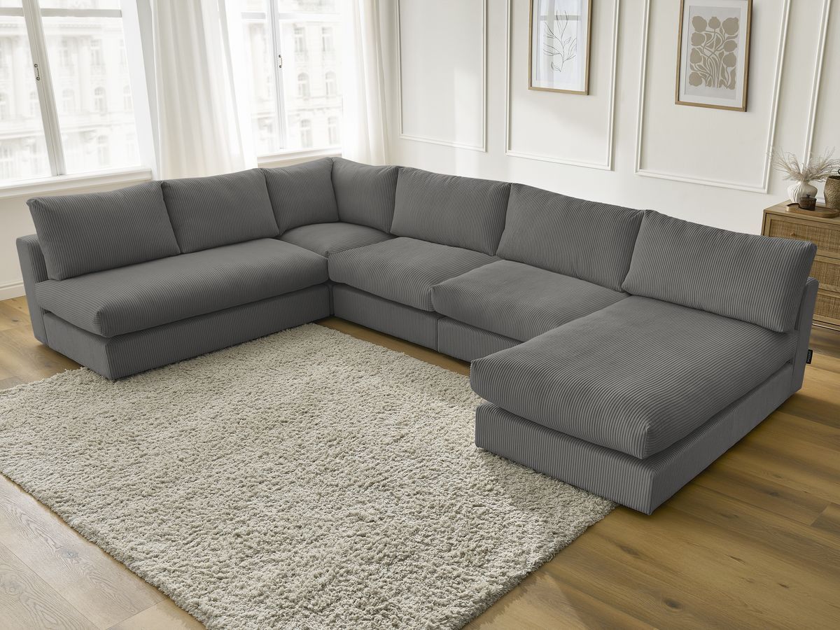 Bobochic Paris Ecksofa Cordsamt Dunkelgrau
