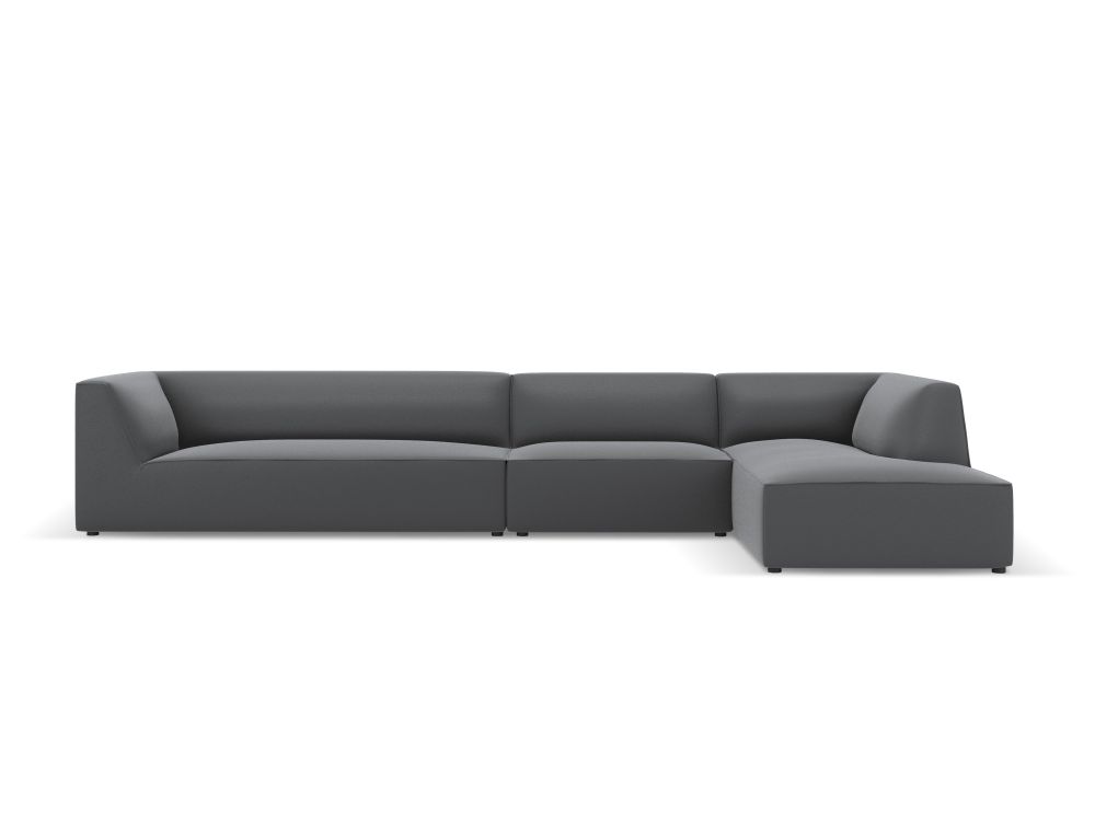 Cosmopolitan Design Ecksofa Siena 5-Sitzer Kunstleder Pacifico Dunkelgrau Melange Rechts