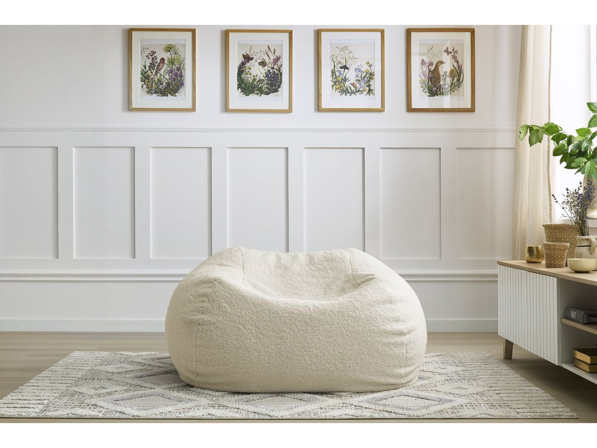 Bobochic Meribel Pouf Bouclé-Stoff Beige